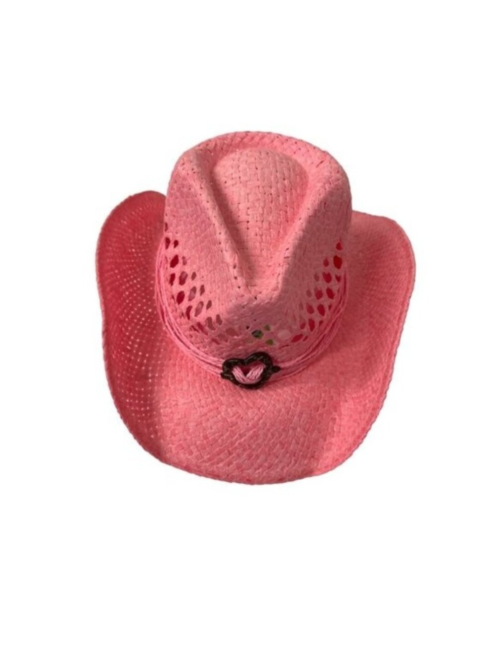 Pink Vented Cowboy Hat With Wood Heart Detail